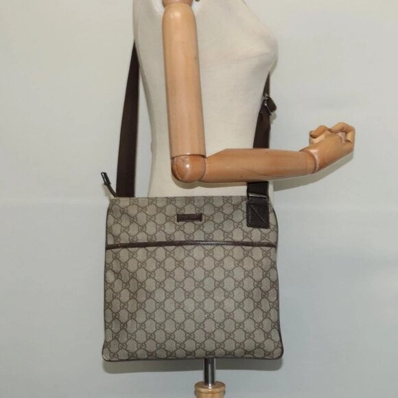 GUCCI GG Supreme Shoulder Bag PVC Beige Gold 141626 Auth BA2287 - Picture 3 of 16